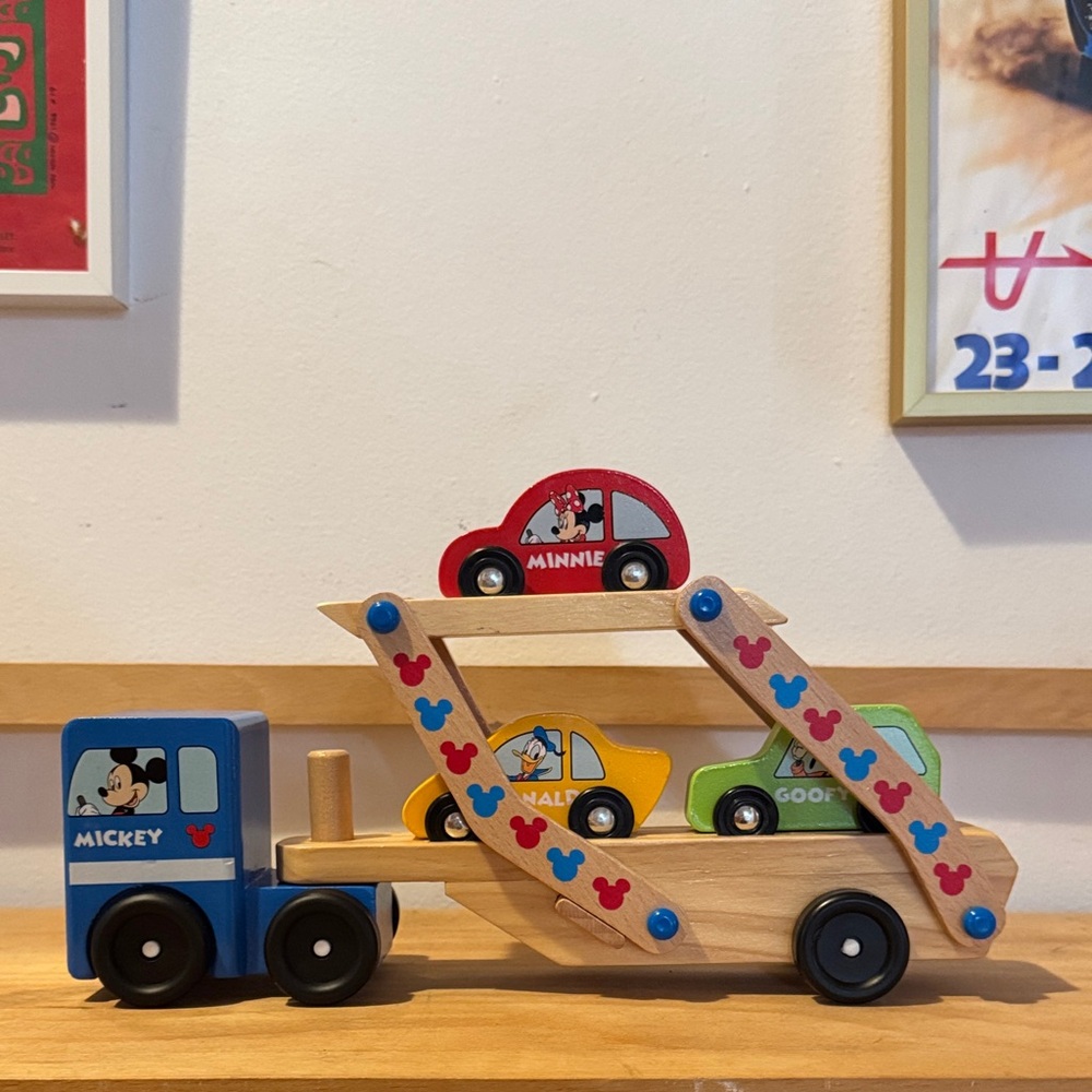 Disney Mickey Mouse Car Transporter - Blue, Red, Yellow Melissa & Doug